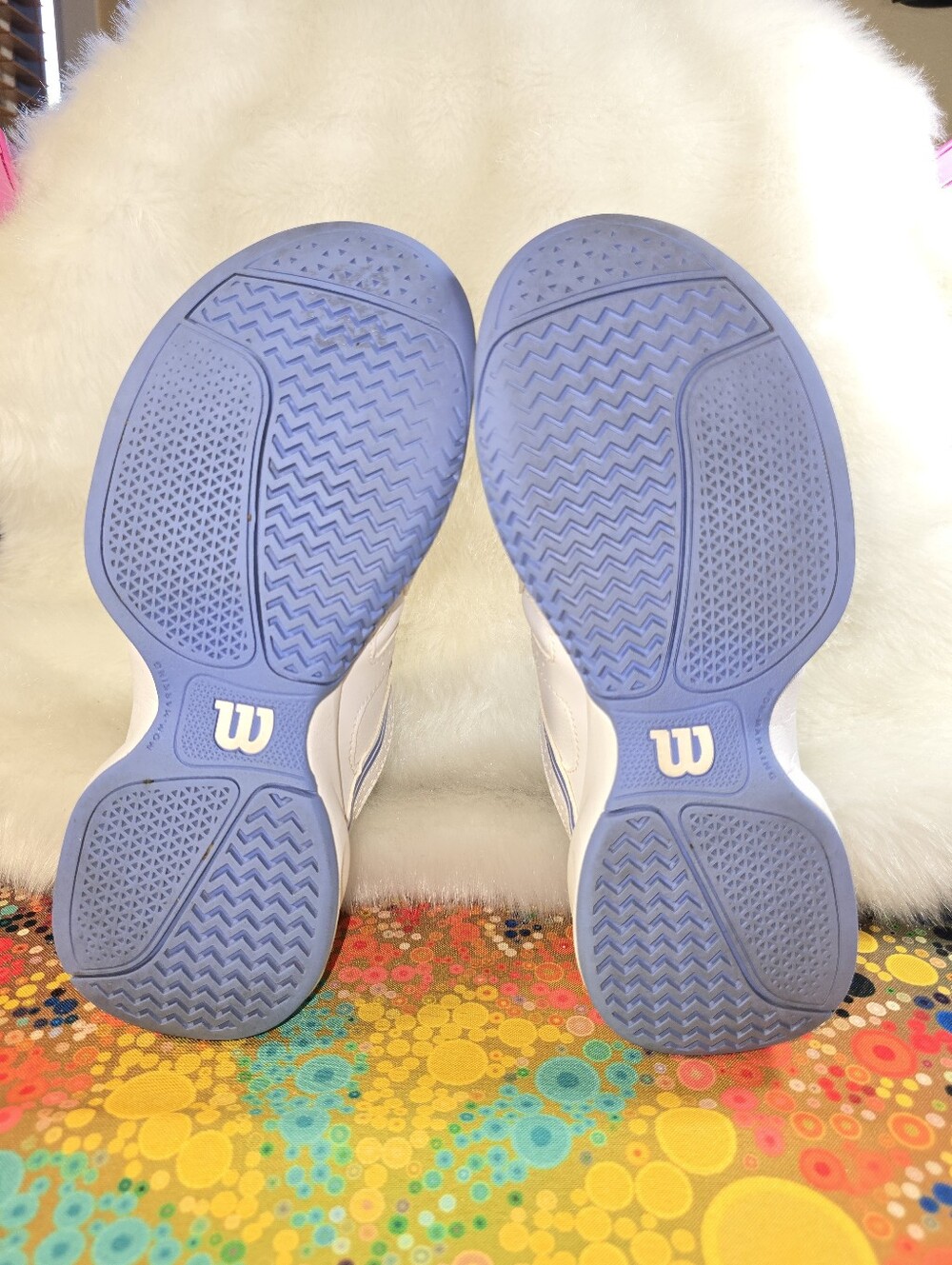Wilson Rush Pro Women's Tennis Shoe White Sneakers with Blue and Yellow Accents - Picture 10 of 14